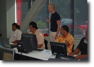 Students in the PacNOG2 Routing Workshop with Phillip Smith instructing