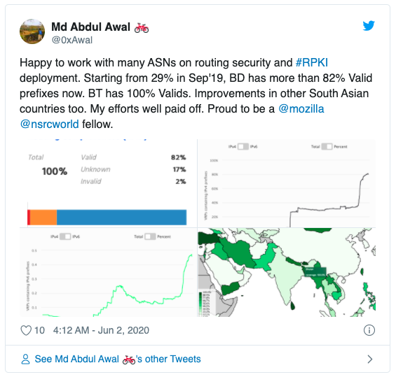 Tweet about ASN and Routing Security in SE Asia
